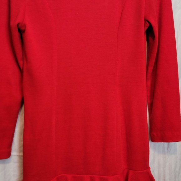 Vintage 80s Drop Waist Tiered Ruffle Dress Red Retro Button Down Sz 7/8 Cocktail - Picture 14 of 16